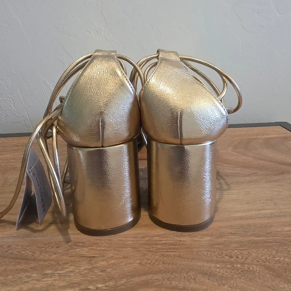 Aerosoles Caramia Sandals Womens 10 Soft Gold Metallic Platform Block Heel NWT